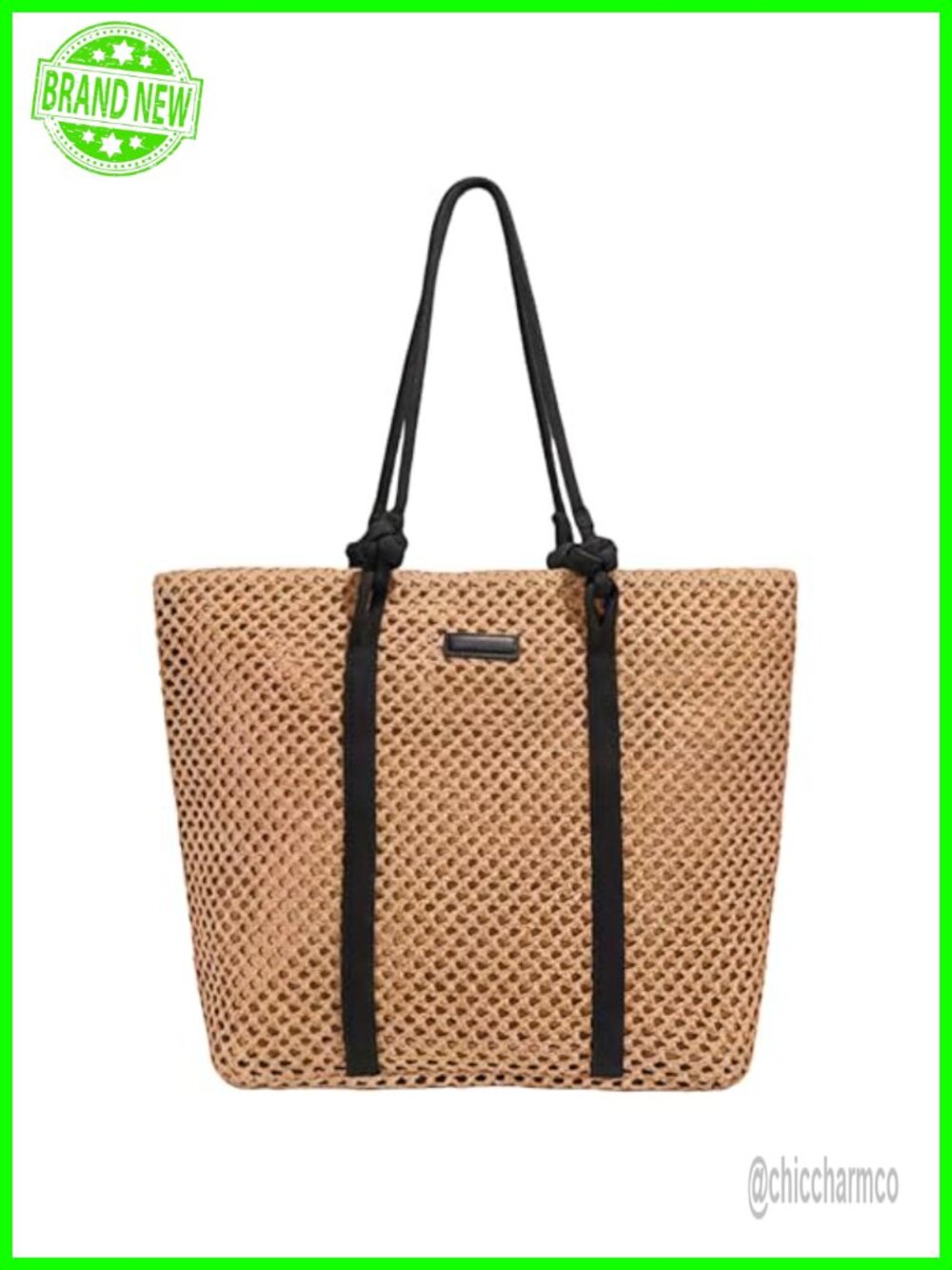 Large Woven Straw Beach Bag Shoulder Purse for Women